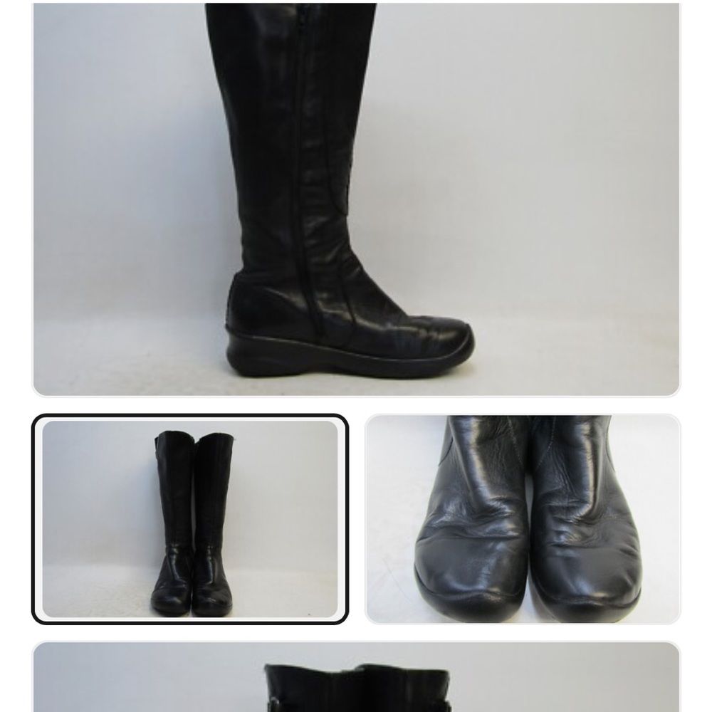 Black Keen women’s mid calf fashion black leather boots